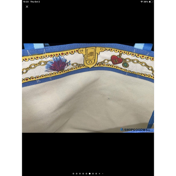 Brighton Blue White Multi-color Gem LOVE Canvas Tote Bag - Picture 8 of 10